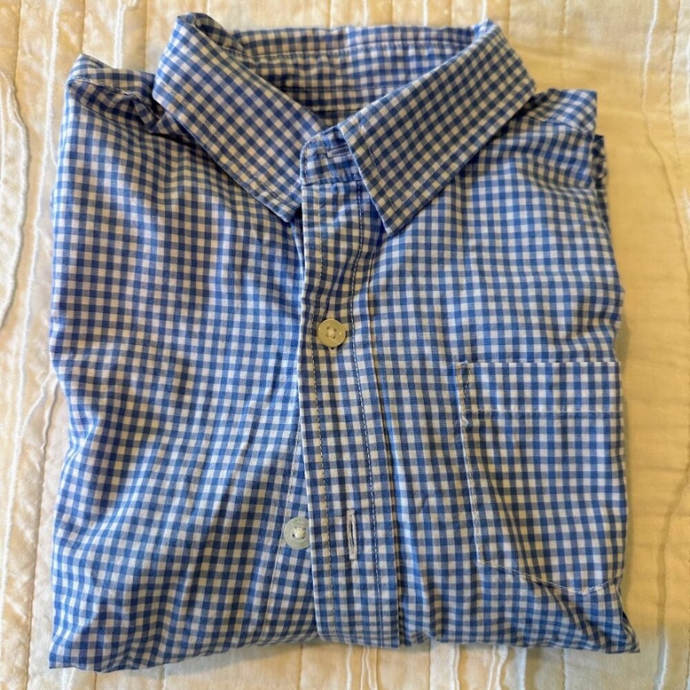 Janie and Jack 4T blue gingham check button up shirt - worn once!